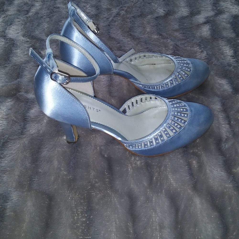 💎Blue Strap heels with Beaded Jewels